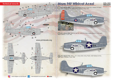 Print Scale 72-441 1/72 F4F Wildcat Aces (with 3D instrumental panel)