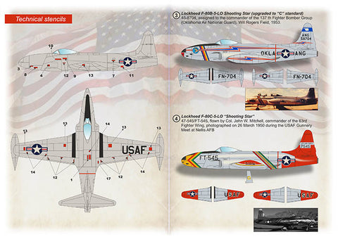 Print Scale 72-447 1/72 Lockheed F-80. Commanding office mounts: USA & Europe   Part 1 The complete set 1,5 leaf