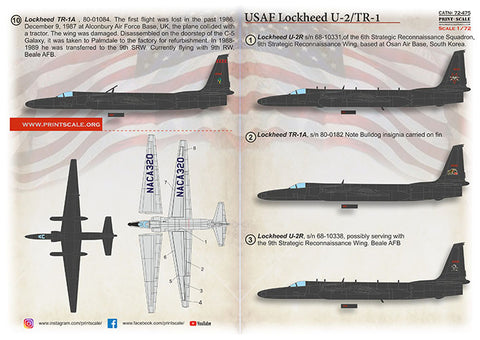Print Scale 72-475 1/72 Lockheed U-2 / TR-1