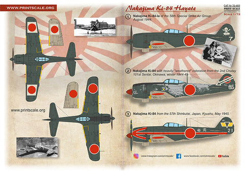 Print Scale 72-483 1/72 Nakajima Ki-84 Hayate 72-483 Scale 1/72