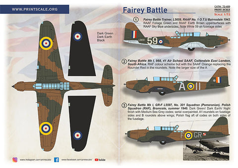Print Scale 72-489 1/72 Fairey Battle Part 2 72-489 Scale 1/72