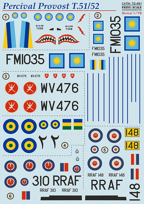 Print Scale 72-491 1/72 Percival Provost T.51/T.52 72-491 Scale 1/72