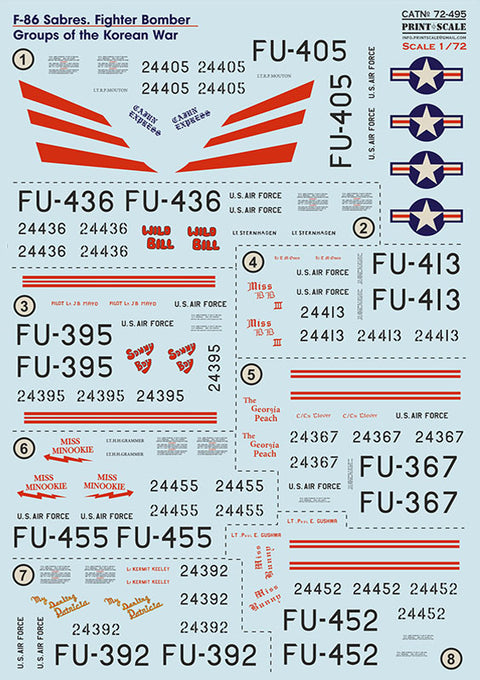 Print Scale 72-495 1/72 F-86 Sabre Fighter Bomber Groups of the Korean War 72-495 Scale 1/72