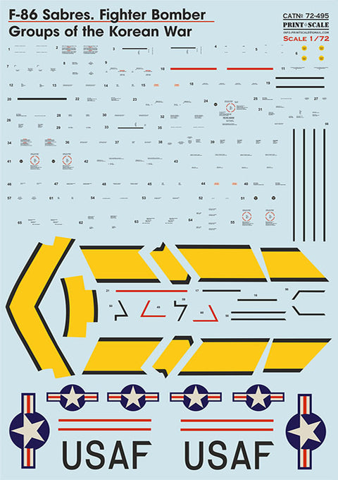 Print Scale 72-495 1/72 F-86 Sabre Fighter Bomber Groups of the Korean War 72-495 Scale 1/72