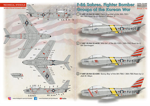 Print Scale 72-495 1/72 F-86 Sabre Fighter Bomber Groups of the Korean War 72-495 Scale 1/72