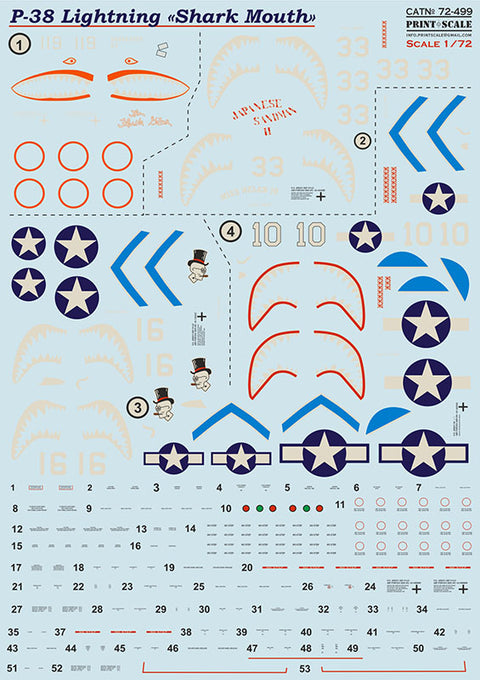 Print Scale 72-499 1/72 Lockheed P-38 Lightning 72-499 Scale 1/72
