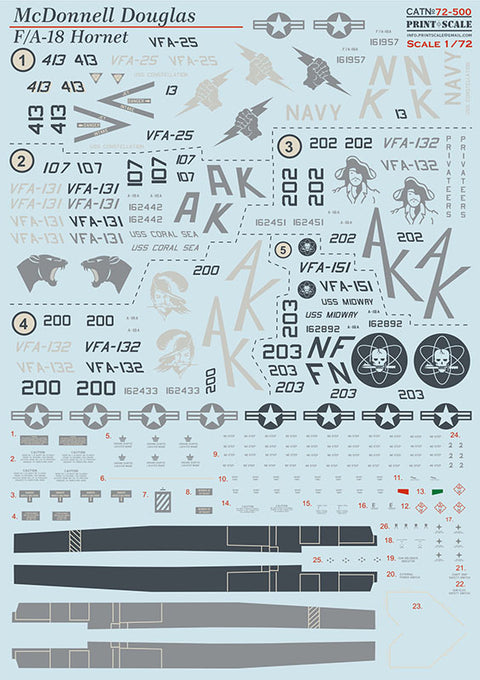 Print Scale 72-500 1/72 Hornet FA-18A 72-500 Scale 1/72