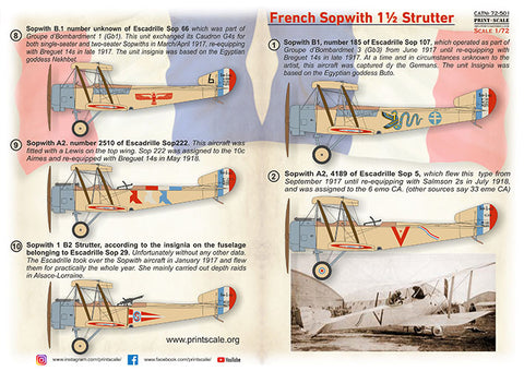 Print Scale 72-501 1/72 French Sopwith 1½ Strutter 72-501 Scale 1/72