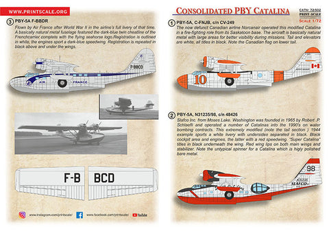 Print Scale 72-502 1/72 Civil Consolidated PBY Catalina 72-502 Scale 1/72