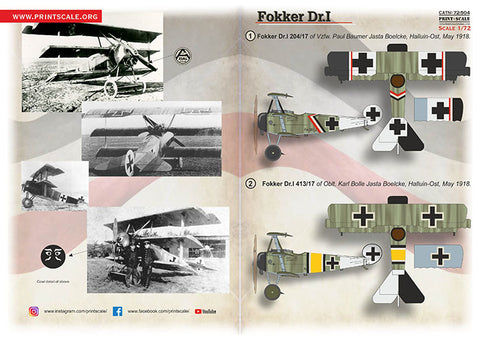 Print Scale 72-504 1/72 Fokker Dr.I 72-504 Scale 1/72
