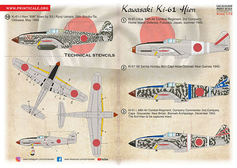 Print Scale 72-509 1/72 Kawasaki Ki-61 Part 2 72-509 Scale 1/72