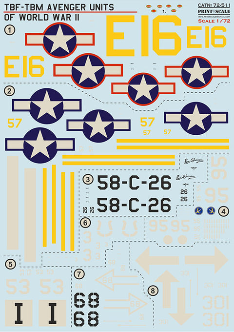 Print Scale 72-511 1/72 TBF-TBM Avenger Units of World War II 72-511 Scale 1/72