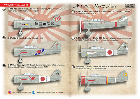 Print Scale 72-521 1/72 Nakajima Ki-27 Nate 72-521 Scale 1/72