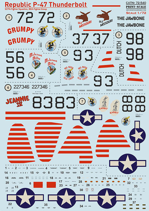 Print Scale 72-540 1/72 Republic P-47 Thunderbolt 72-540 Scale 1/72