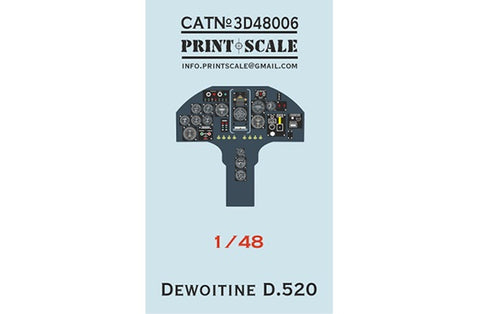 Print Scale PSM48004 1/48 Dewoitine D.520 Mask & Decals + 3D Panel PSM48004 Scale 1/48