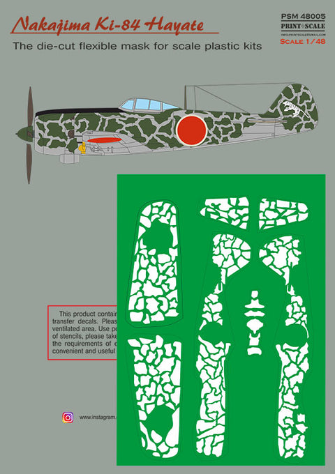 Print Scale PSM48005 1/48 Nakajima Ki-84 Hayate Painting Mask & Decals PSM48005 Scale 1/48