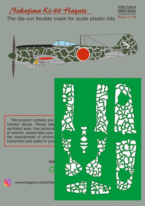 Print Scale PSM72014 1/72 Nakajima Ki-84 Hayate Painting Mask & Decals PSM72014 Scale 1/72
