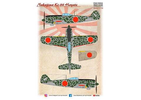 Print Scale PSM72014 1/72 Nakajima Ki-84 Hayate Painting Mask & Decals PSM72014 Scale 1/72