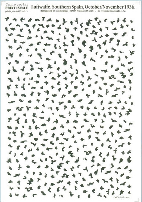 Print Scale 001-camo 1/72 Luftwaffe Camouflage Decal Southern Spain October/November 1936