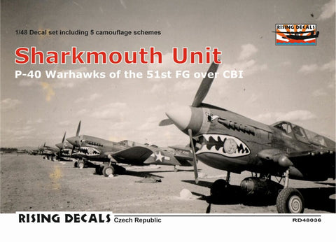 Rising Decals 48-036 1/48 Sharkmouth Unit Camouflage schemes and decals for P-40s of the 51FG over CBI (decals for 5 a/c)