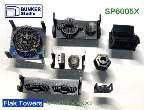 Bunker Studio SP6005X 1/350 Flak Towers Equipments (for Takom 6004/6005)
