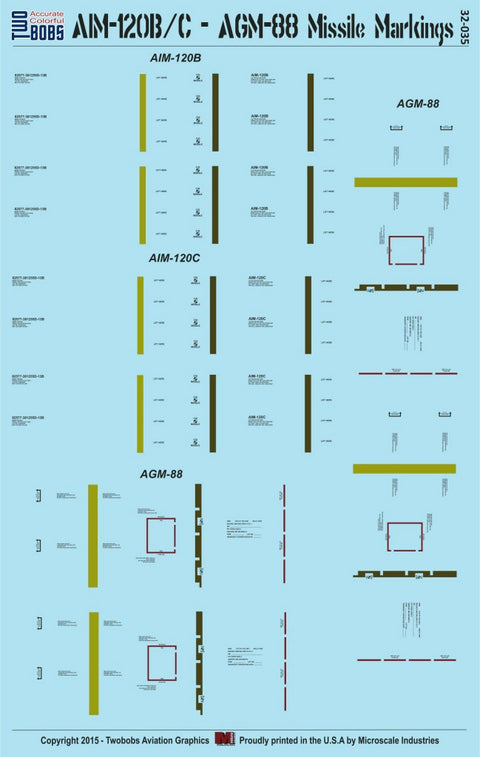 Two Bobs 32-035 1/32 AIM-120 - AGM-88 Missile Markings