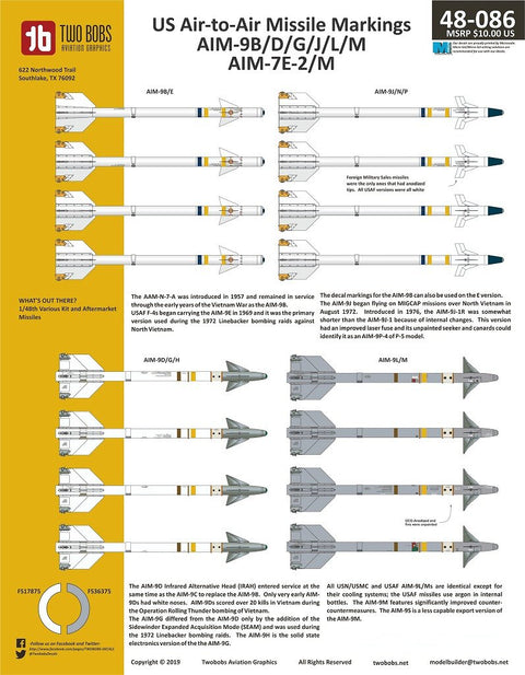 Two Bobs 48-086 1/48 US air-to-air missile markings