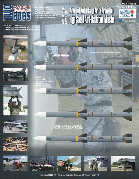 Two Bobs 48-095 1/48 AIM-120 / AGM-88 missile markings