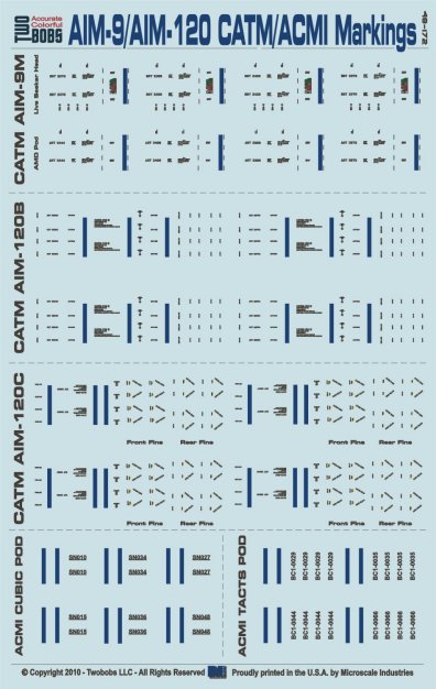 Two Bobs 48-172 1/48 AIM-9/AIM-120 CATM/ACMI markings