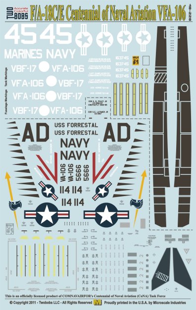 Two Bobs 48-228 1/48 F/A-18C Hornet, F/A-18E Super Hornet, VFA-106, US Navy 100th Anniversary paint scheme