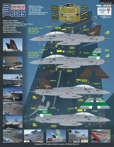 Two Bobs 48-232 1/48 F/A-18F Hornet VX-9 US Navy 100th Anniversary Livery