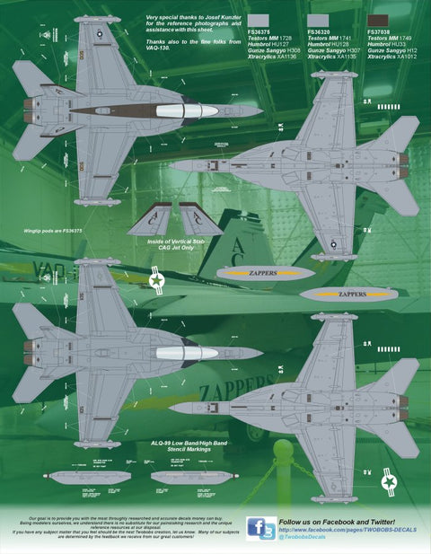 Two Bobs 48-241 1/48 EA-18G Growler VAQ-130 Zappin Growlers