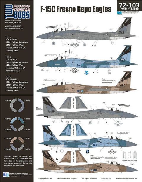 Two Bobs 72-103 1/72 F-15C Reno Report Eagles