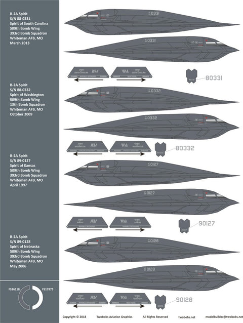 Two Bobs 72-106 1/72 Northrop B-2 Spirit stealth strategic bomber