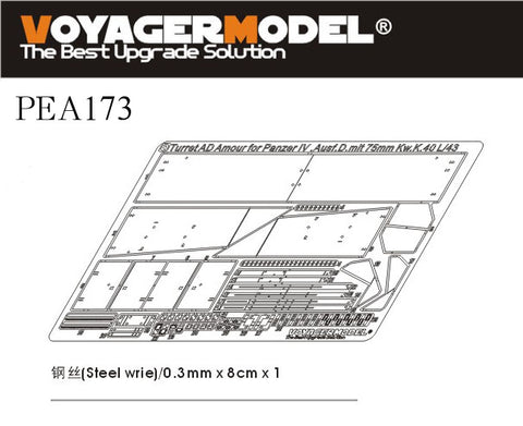 Voyager Model PEA173 1/35 WWII German Panzer IV Ausf. D (75mm Kw.K.40 L/43) with Turret Schürzen (Dragon 6330)