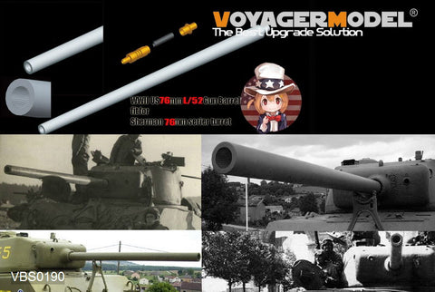Voyager Model VBS0190 1/35 WWII US 76mm L/40 Metal Gun Barrel & Antenna Base Set (Universal)