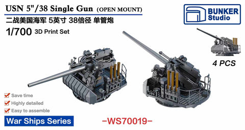 Bunker Studio WS70019 1/700 USN 5"/38 Single Gun