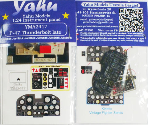 Yahu Models YMA2417 1/24 P-47 Thunderbolt Late-Type Instrument Panel (for Kinetic / Vintage Fighter Series)