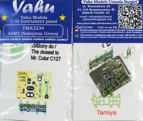 Yahu Models YMA3234 1/32 A6M2 Zero Carrier-Based Fighter – Instrument Panel (Nakajima Color) (for Tamiya)