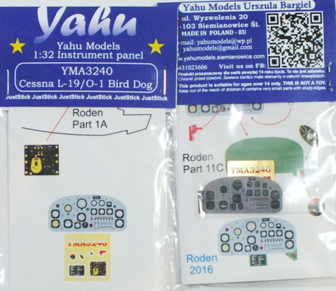 Yahu Models YMA3240 1/32 L-19/O-1 Bird Dog Instrument Panel (for Roden)
