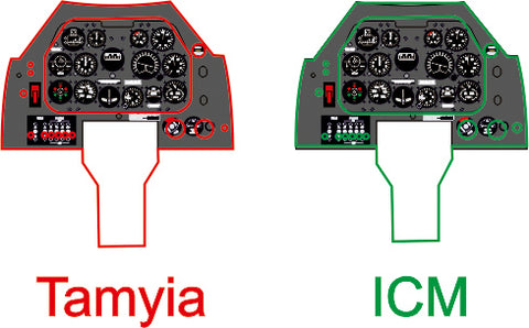 Yahu Models YMA4818 1/48 P-51 Mustang B/C Instrument Panel (for Tamiya / ICM)