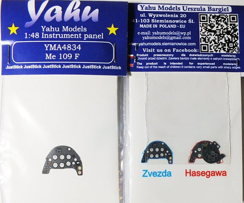 Yahu Models YMA4834 1/48 Messerschmitt Me-109F Instrument Panel (for Zvezda)
