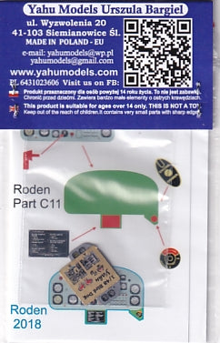 Yahu Models YMA4902 1/48 Cessna L-19/O-1 Bird Dog Instrument Panel (for Roden)