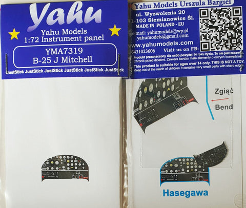 Yahu Models YMA7319 1/72 B-25J Mitchell Instrument Panel (for Hasegawa)