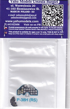 Yahu Models YMA7321 1/72 P-38H Lightning Instrument Panel (for RS Models)