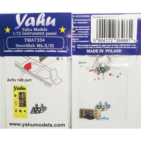 Yahu Models YMA7354 1/72 Swordfish Mk.II/III Instrument Panel (for Airfix)