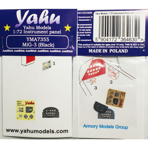 Yahu Models YMA7355 1/72 MiG-3 Late Version (Black) Instrument Panel (for Armory)