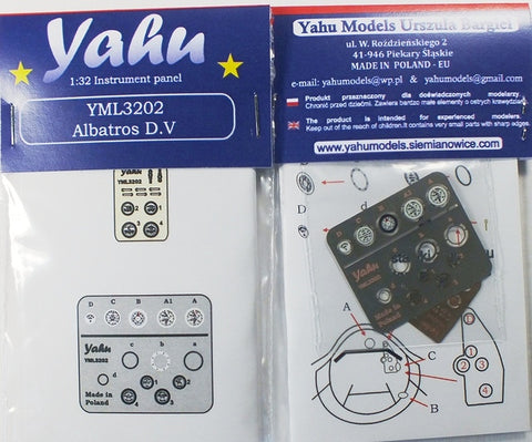 Yahu Models YML3202 1/32 Albatros D.V Instrument Panel (for Wingnut Wings)