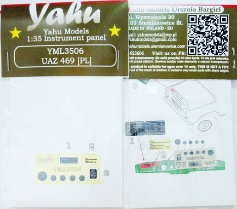 Yahu Models YML3506 1/35 UAZ-469 (PL) Instrument Panel (for Military Wheels / Trumpeter)