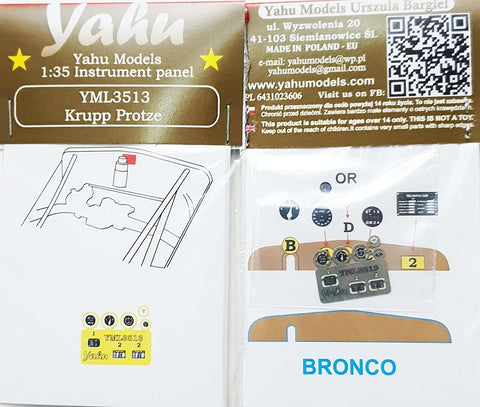 Yahu Models YML3513 1/35 Krupp Protze Instrument Panel (for Bronco)